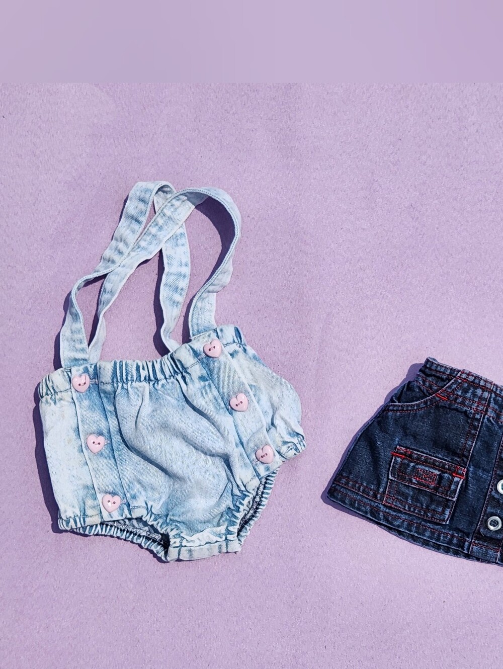 Vintage y2k Baby Girl 0-3m Denim Bloomer Skort Bundle of 2 Hopscotch Old Navy